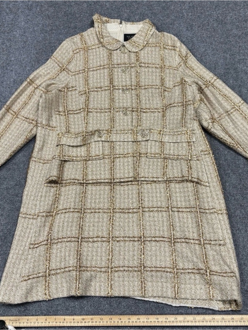 St John Couture  Wmns Knit Beaded Long Coat/blouse Sz 14